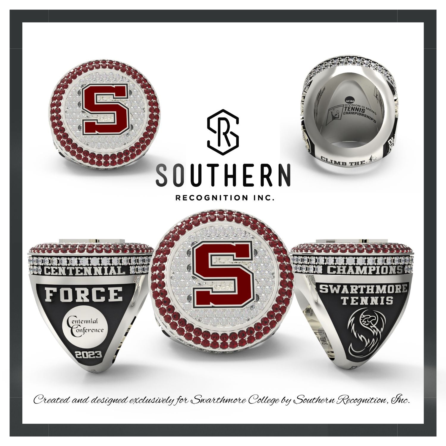 Swarthmore College 2023 Men s Tennis Centennial Conference Championship Ring