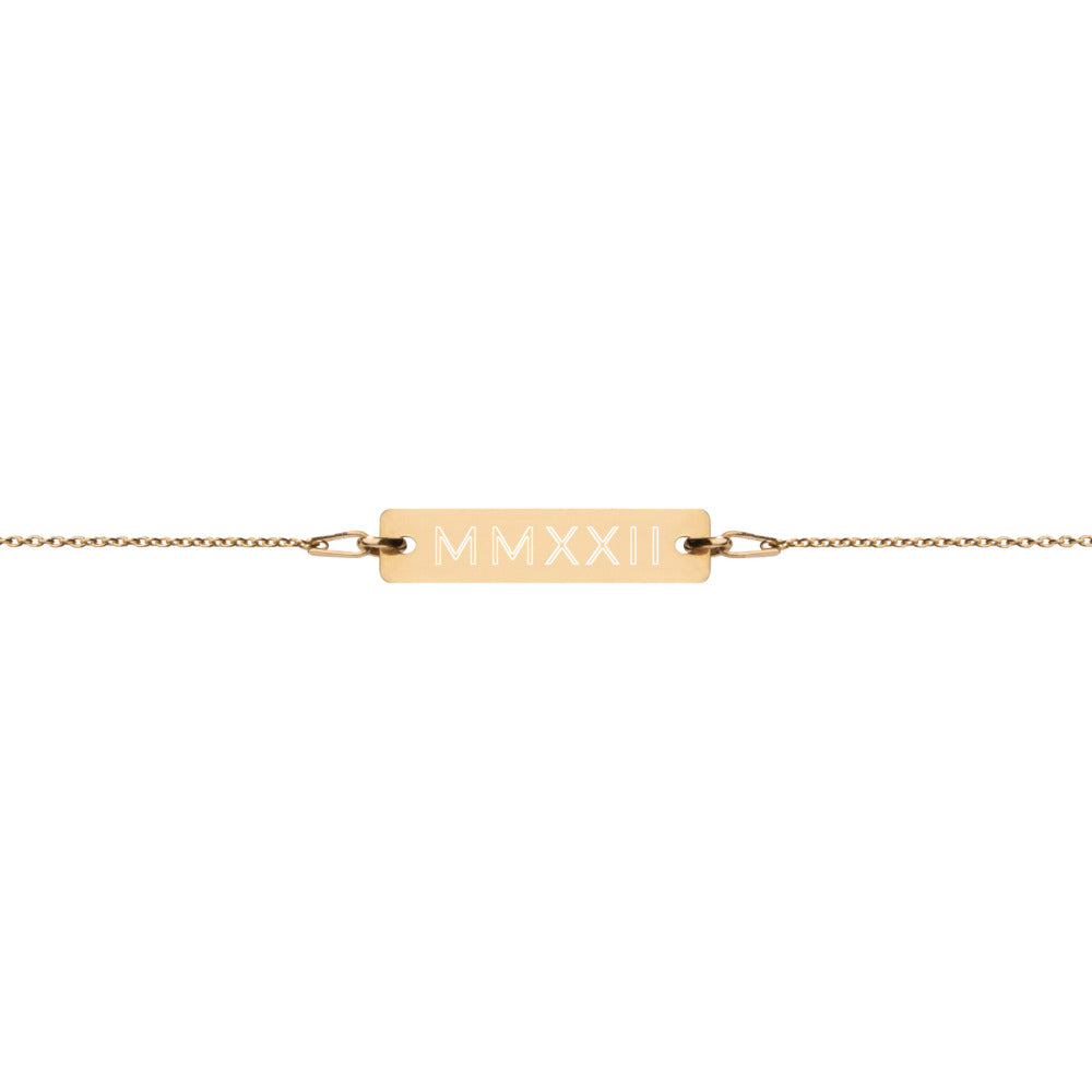 Roman Numeral - MMXXII - Engraved Bar Bracelet