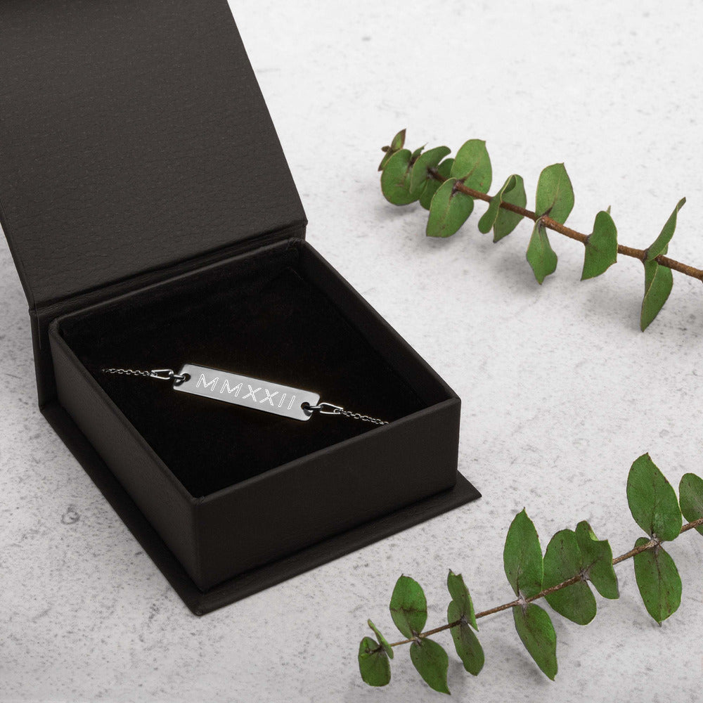 Roman Numeral - MMXXII - Engraved Bar Bracelet