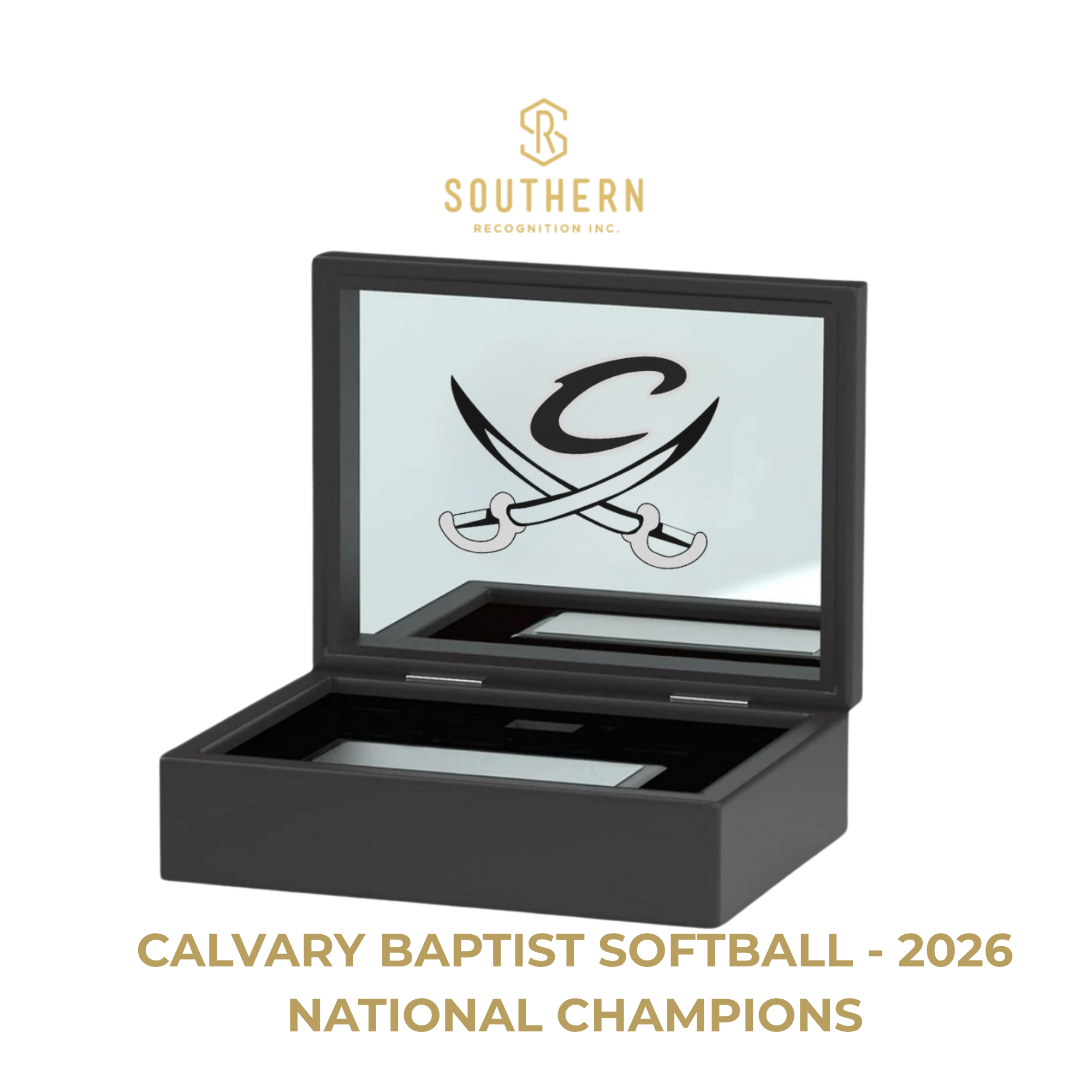 Calvary Baptist Softball - 2026 National Champions - Hardwood Box