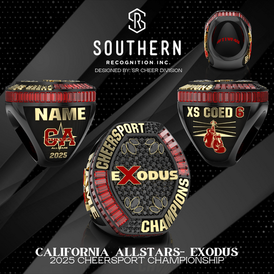 The California Allstars: Exodus- Cheersport 2025 Championship Ring