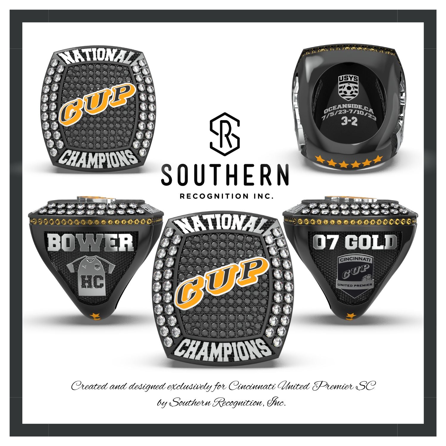 Cincinnati United Premier SC 2023 Men's Soccer National Championship Ring - 07 Gold
