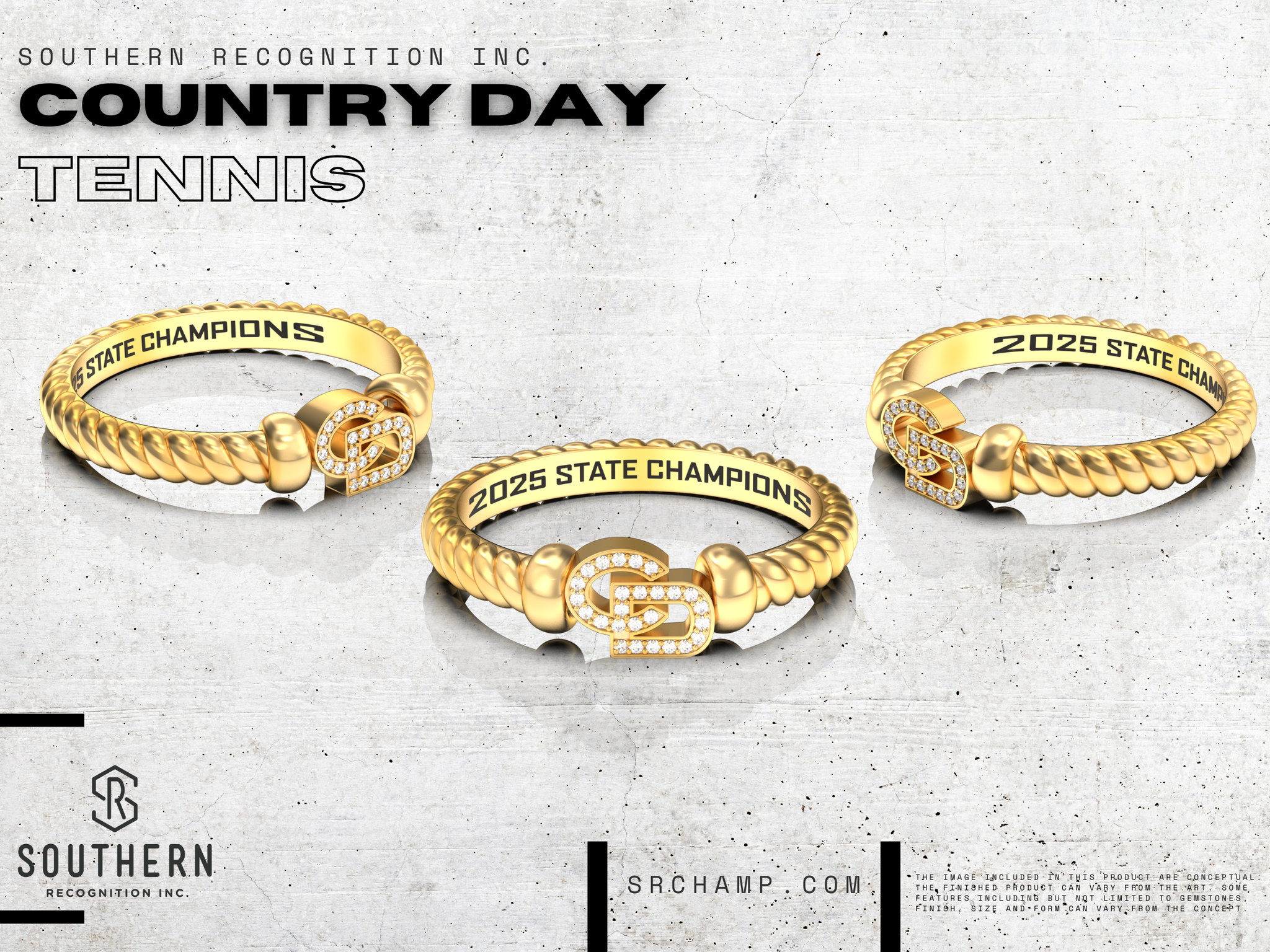 Charlotte Country Day Tennis- State Championship Ring 2025