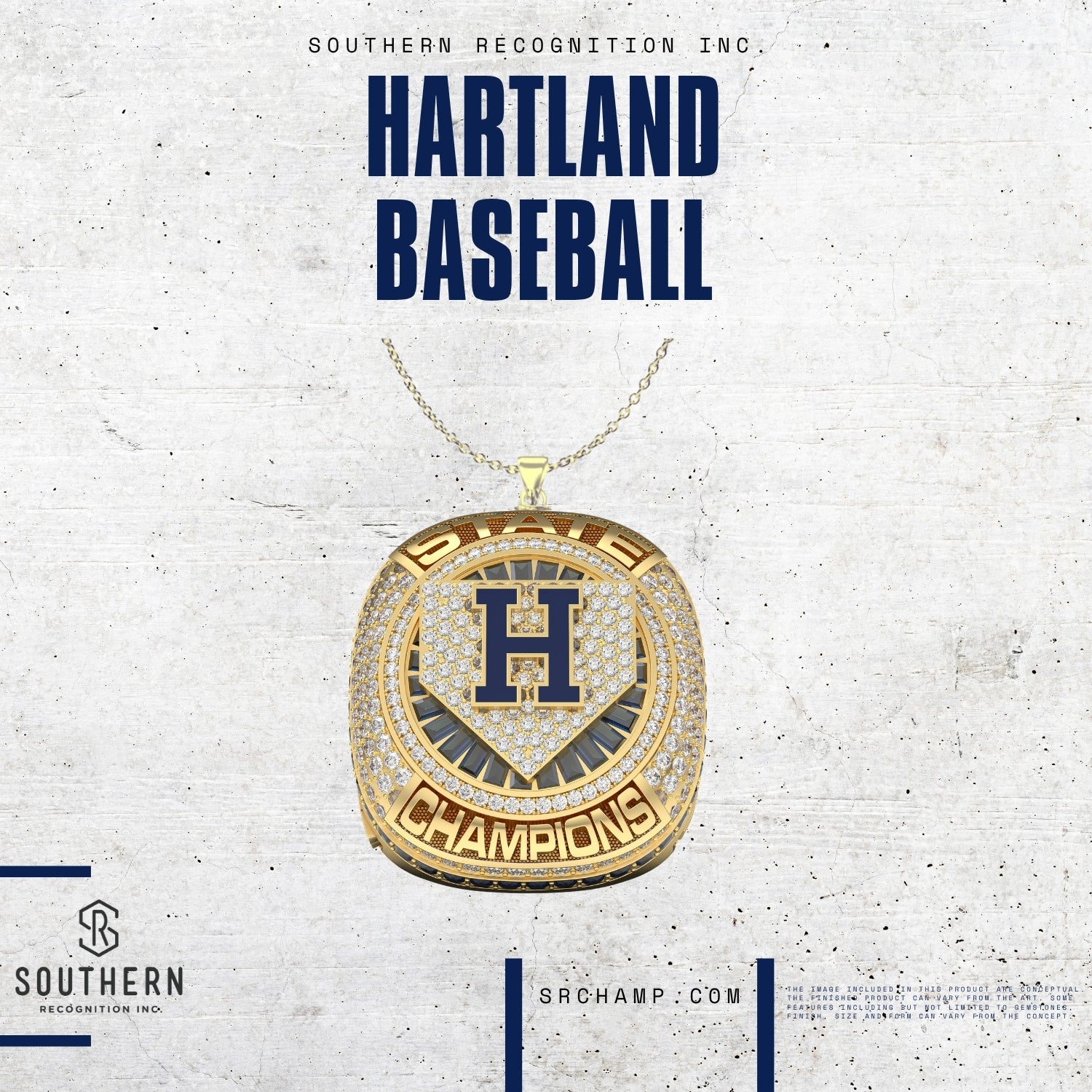 Hartland High School Baseball - 2025 MHSAA State Championship Pendant ONLY