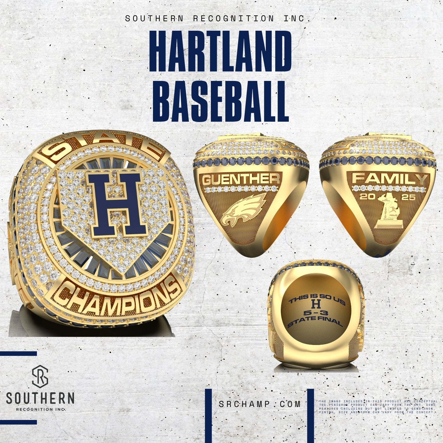Hartland High School Baseball - 2025 MHSAA State Champions Ring ONLY