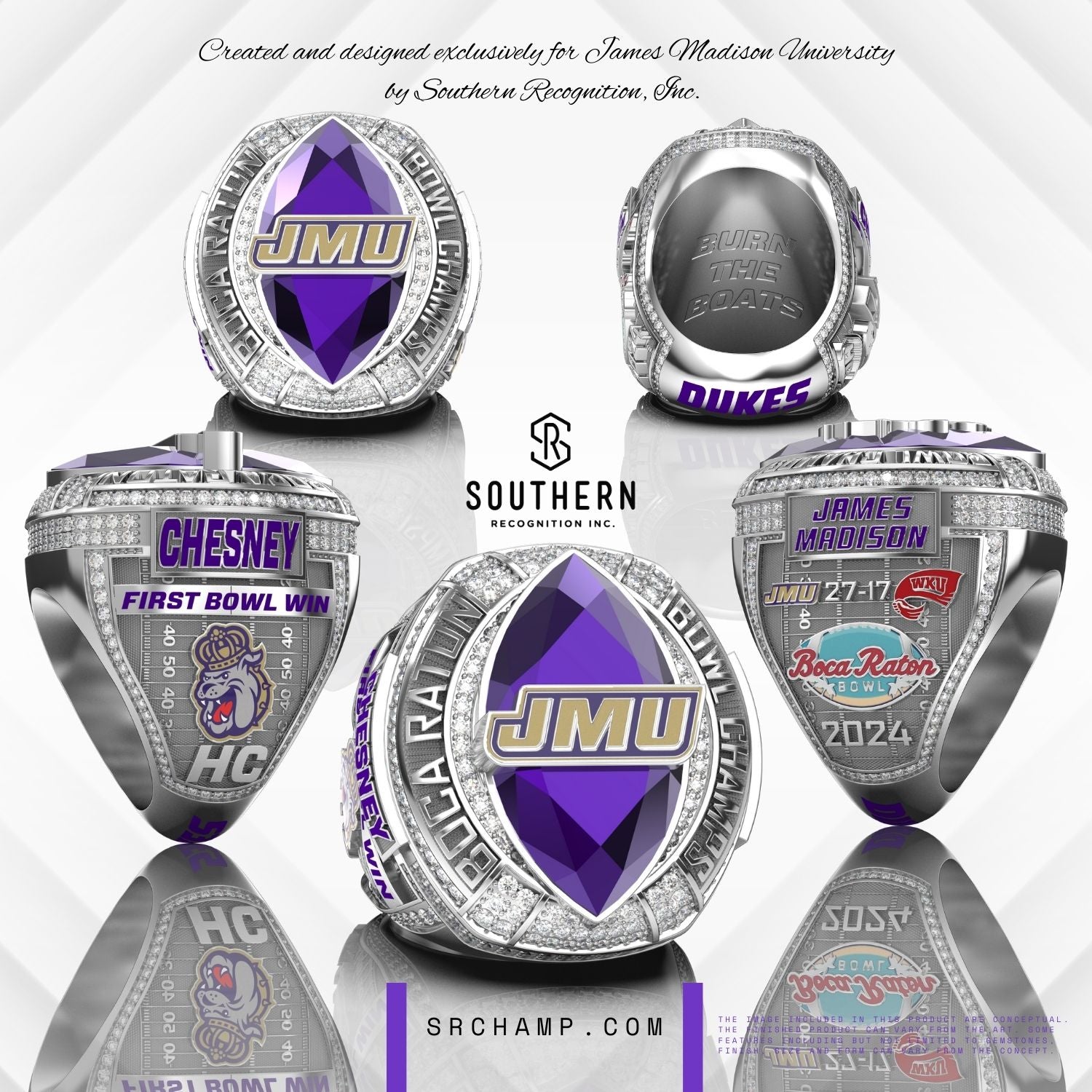 James Madison University 2024 Football Bowl Championship Ring - ALPHA DOGS