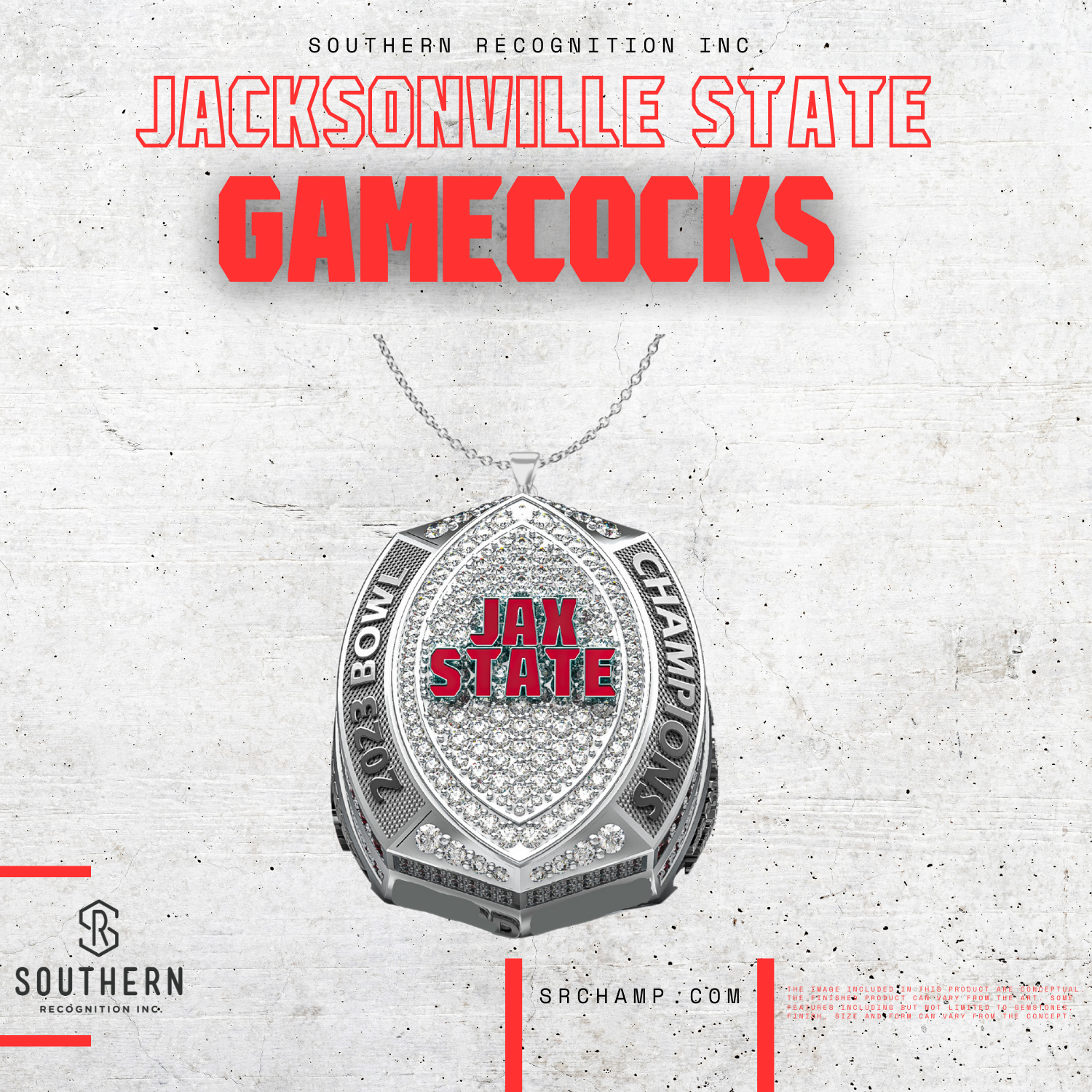 Jacksonville State Football 2023 New Orleans Bowl Championship Pendant: