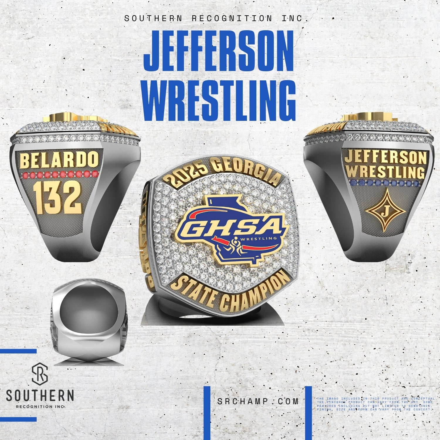 Jefferson Individual Wrestling 2025 State Championship Ring
