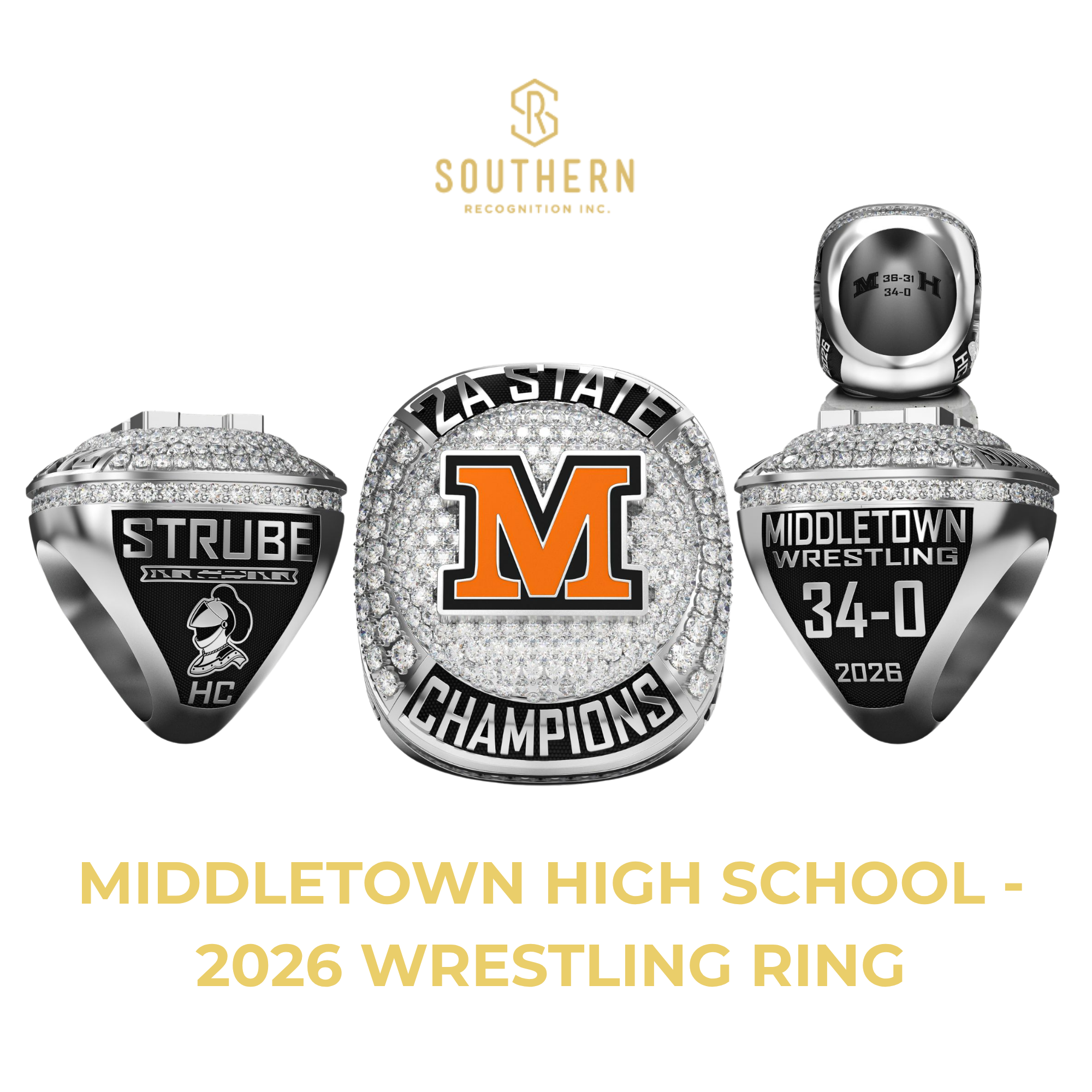 Middletown High School - 2026 Wrestling State Champions Ring