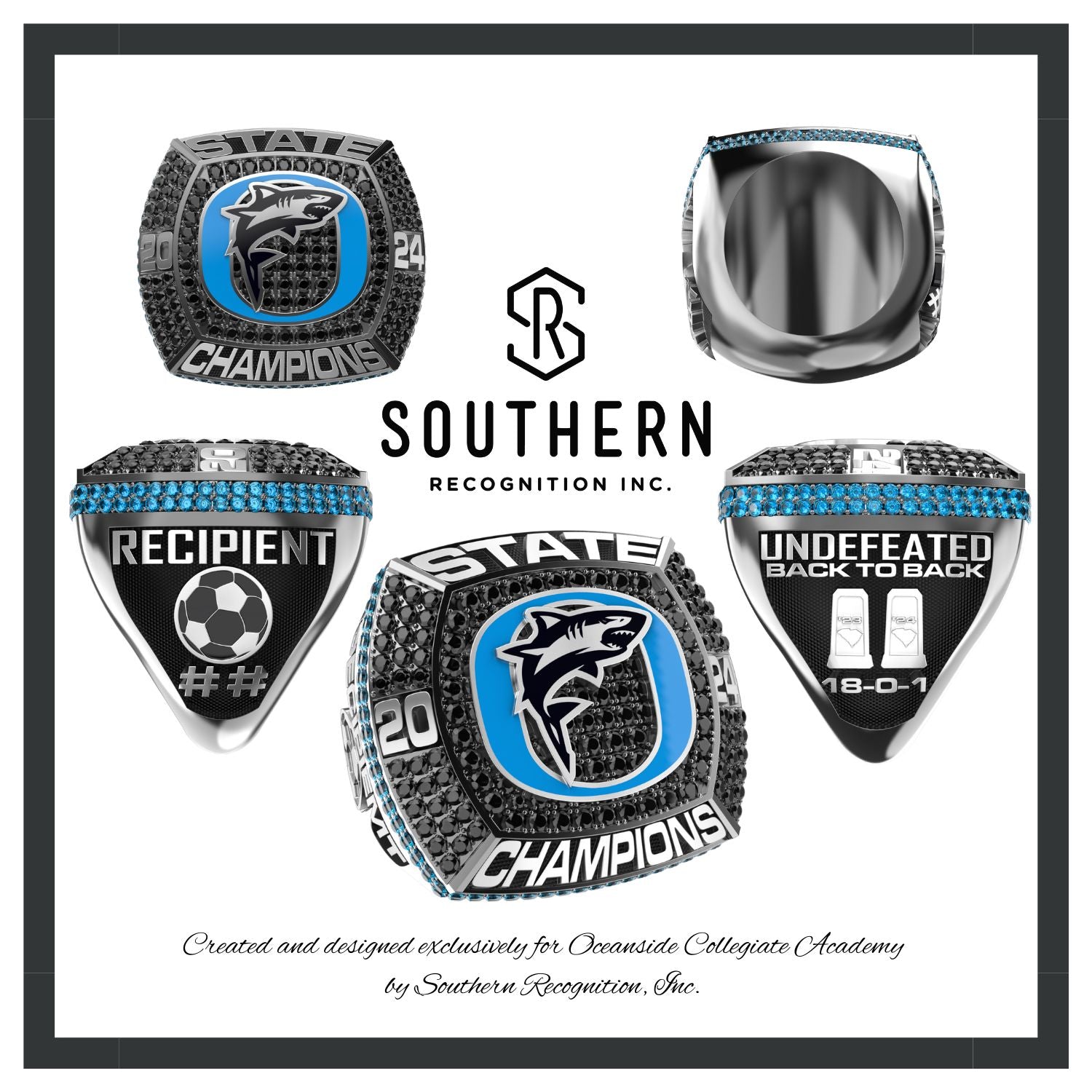 Oceanside Collegiate Academy 2024 Men's Soccer State Championship Ring 