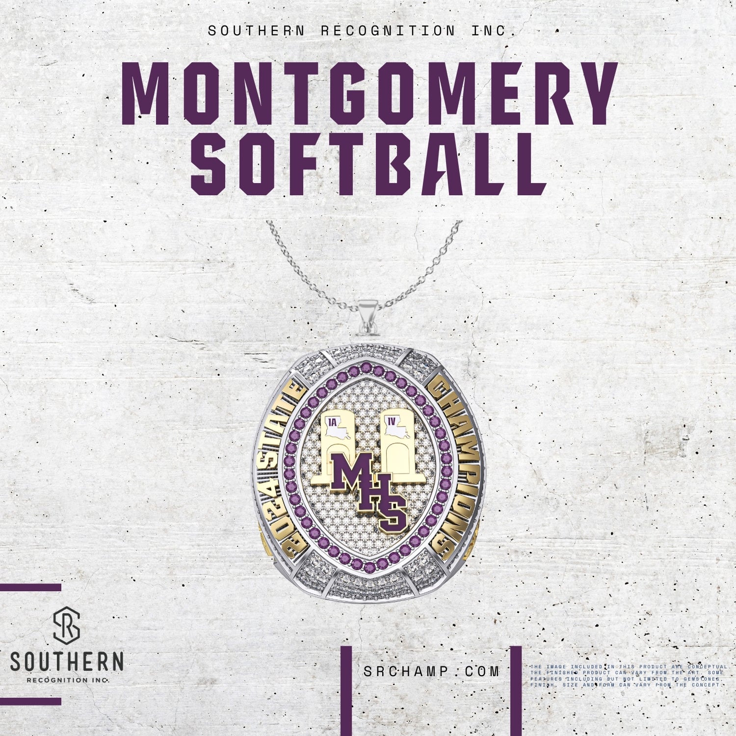 Montgomery High School Softball Pendant