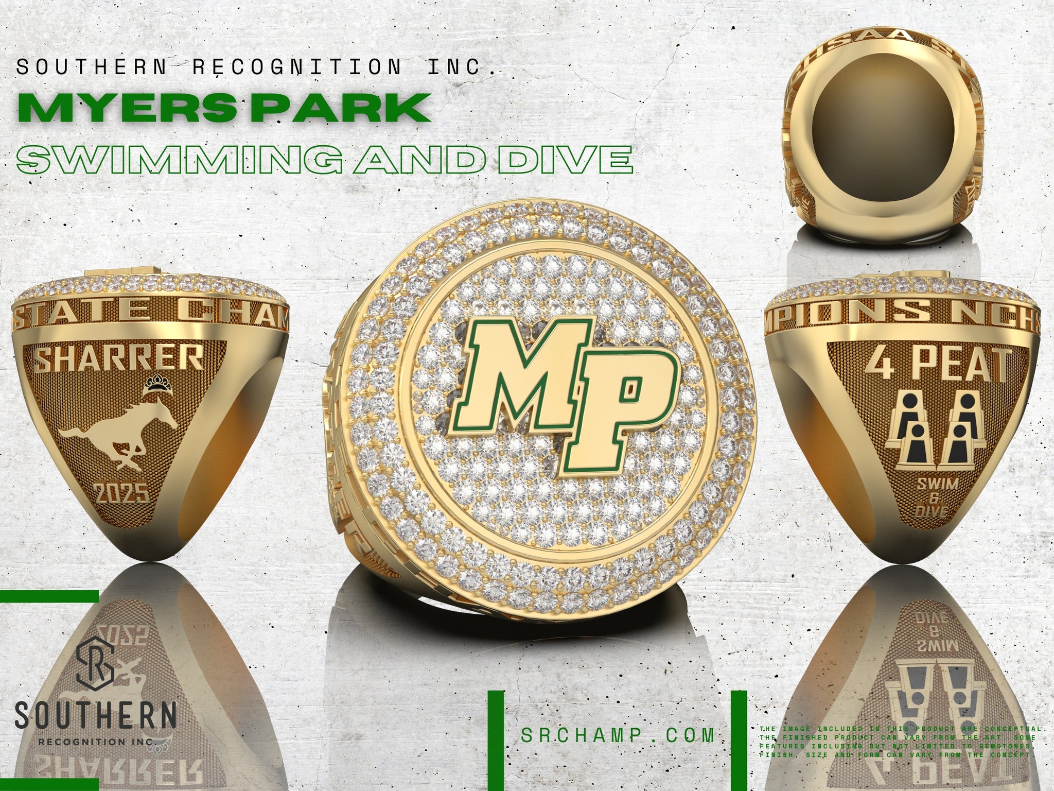 Myers Park High School - W. Swimming and Diving Championship Ring 2025