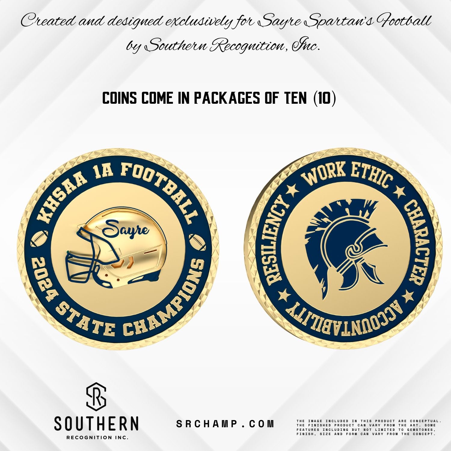 SAYRE SPARTANS 2024 Football State Championship Challenge Coin (10-Pack)