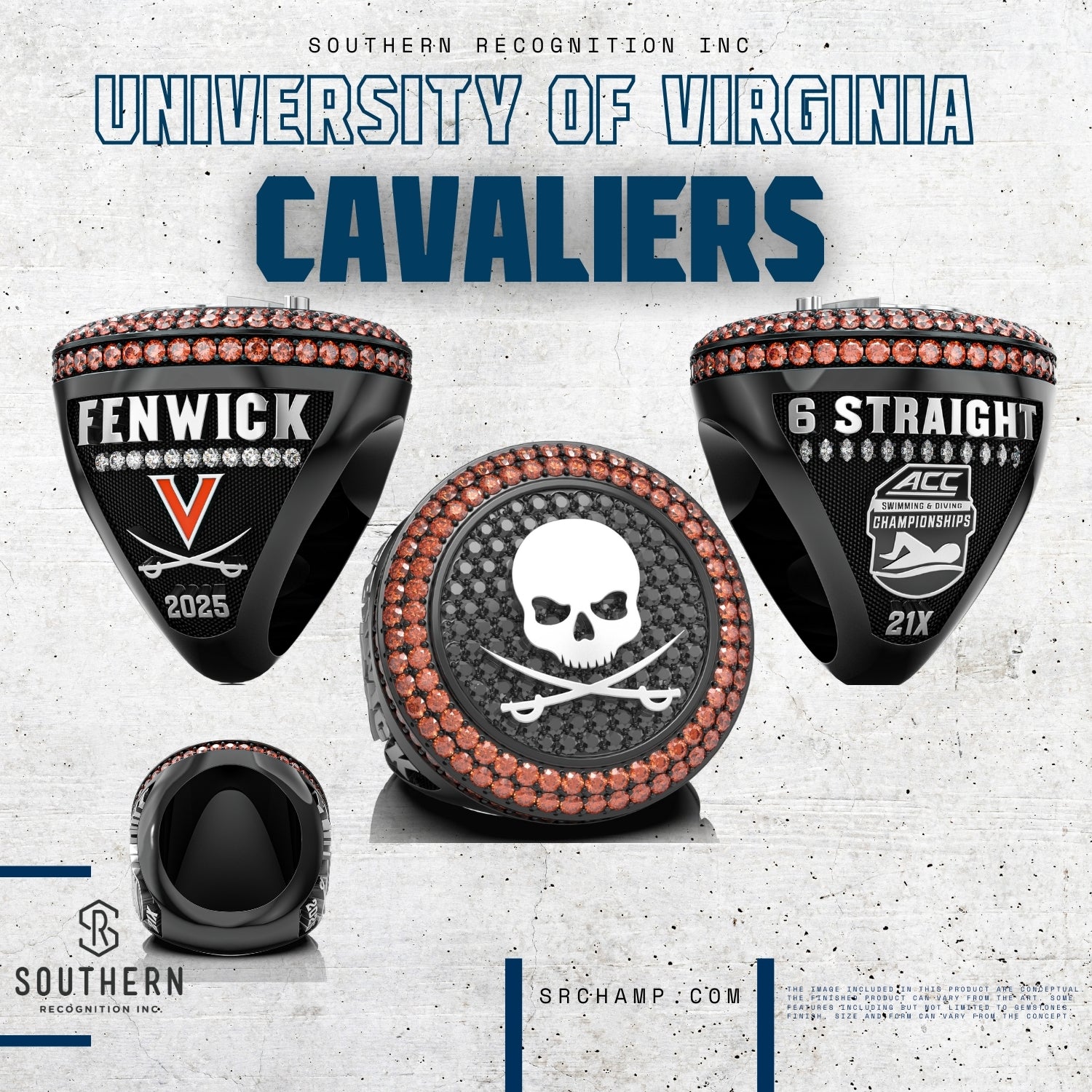 University of Virginia - 2025 Swimming and Diving ACC Championship WOMEN'S Ring