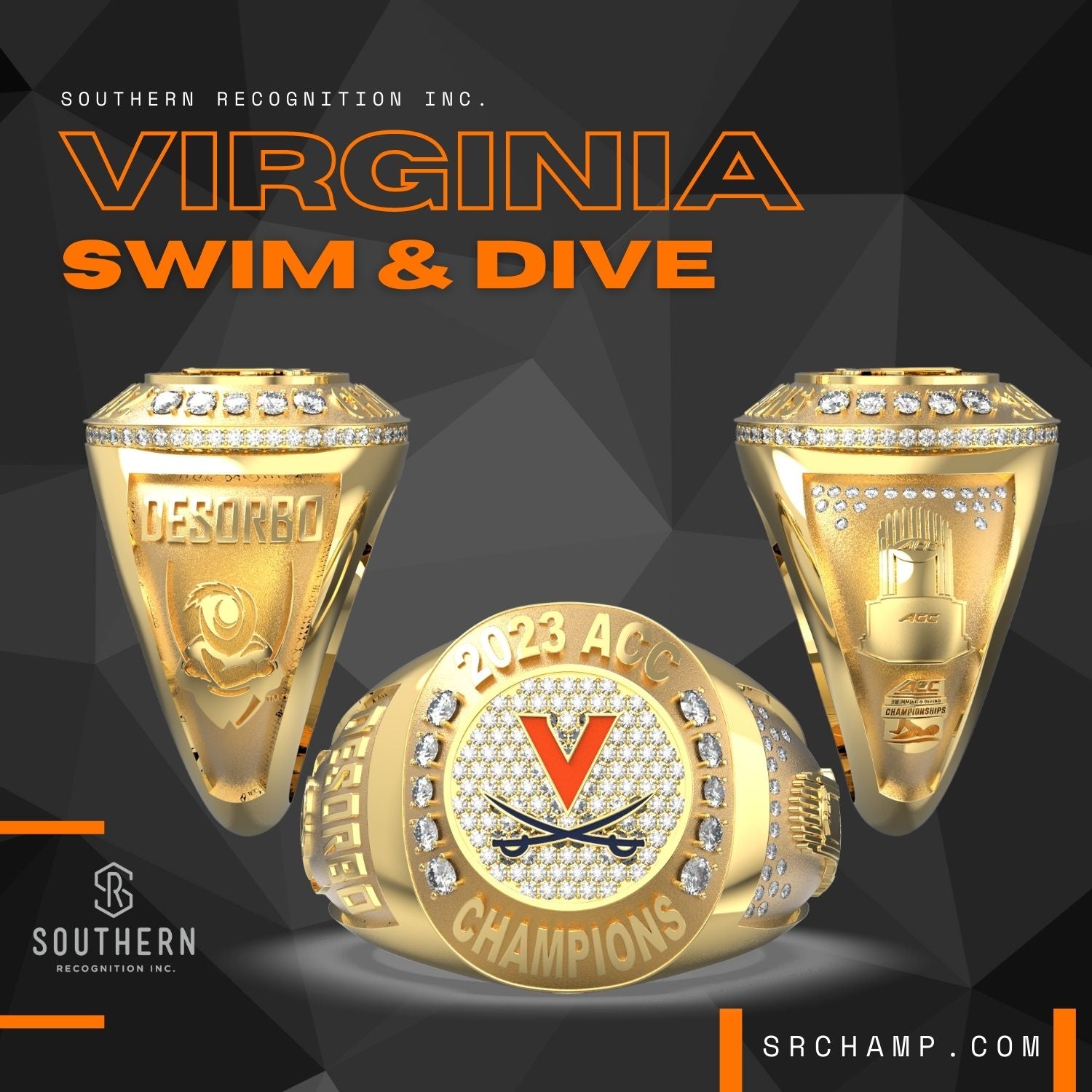 University of Virginia - 2023 Swimming and Diving ACC Championship Ring