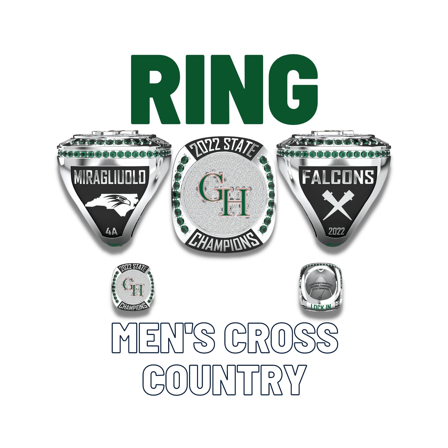 Green Hope Men's Cross Country - 2022  State Championship Ring